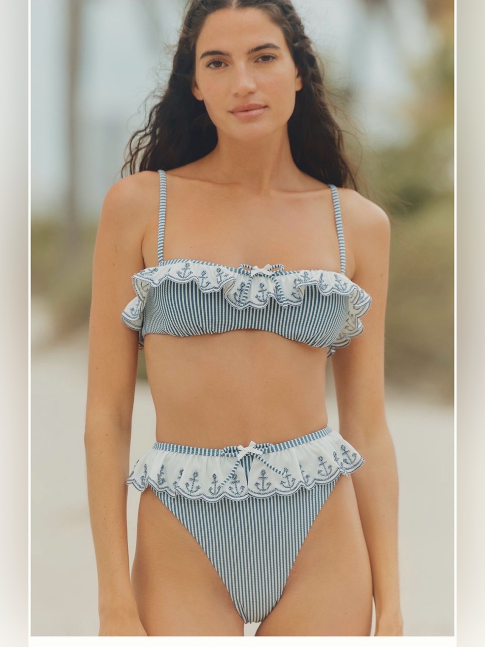 For Love & Lemons Ruffle Hem
Bikini Top | Blue Stripe | Sailor | medium | NWT - Picture 4 of 6